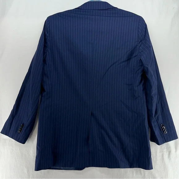 Indochino Jacket Blazer Sport Coat Wool Navy Blue Pin Stripe 2 Button 38 NWT
